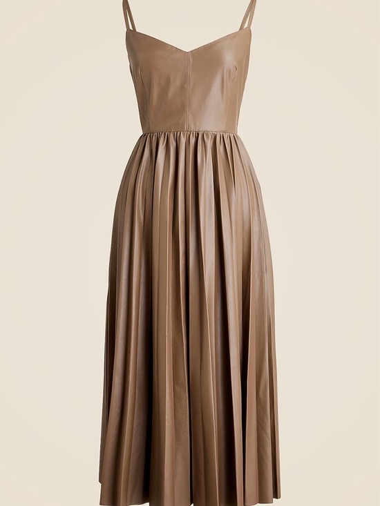 J. Crew Dresses & Skirts - NWT J. Crew Collection Pleated Dress in Dark Hazel Faux Leather